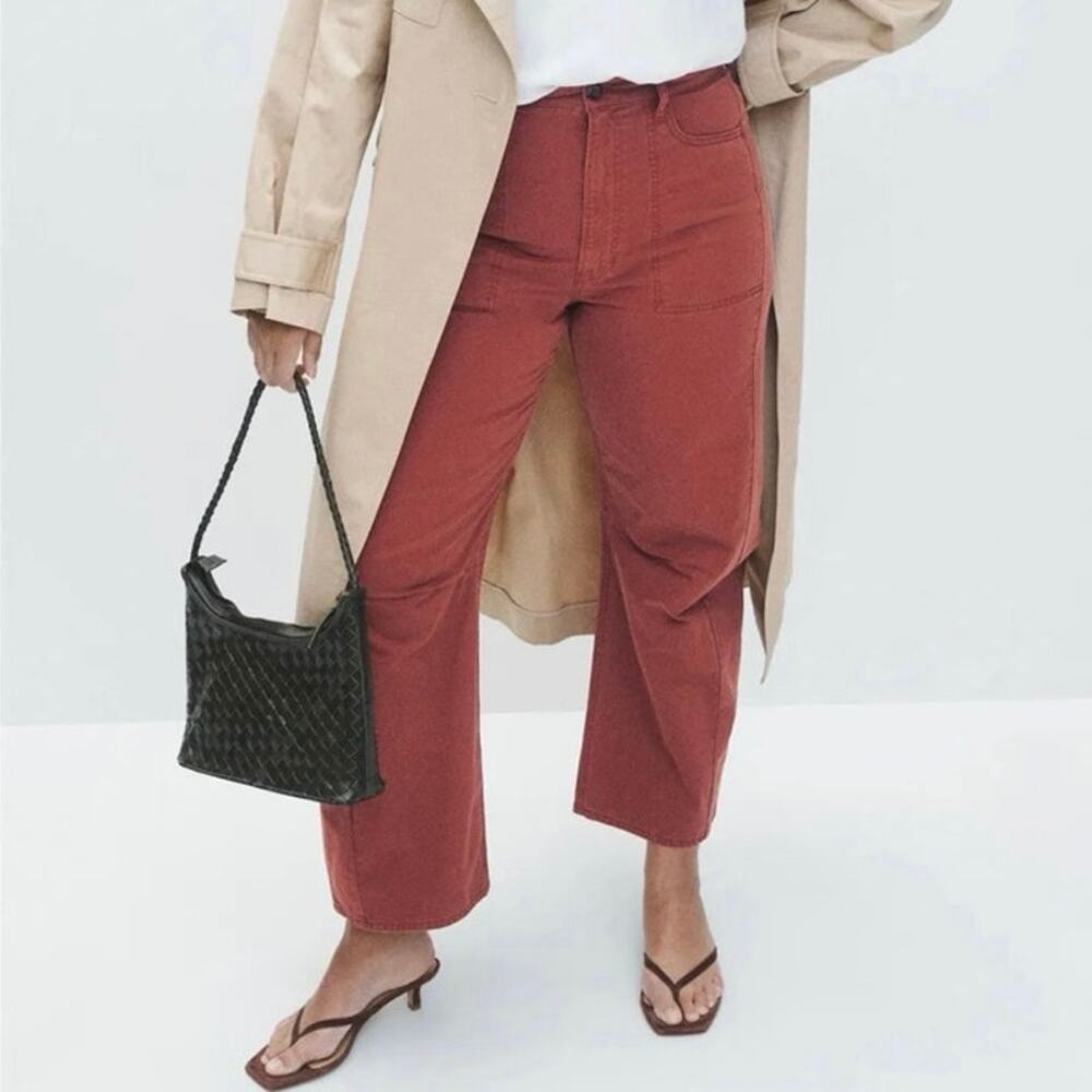 Veronica Beard Sloan High Rise Barrel Leg Pants  Washed red oak size 28